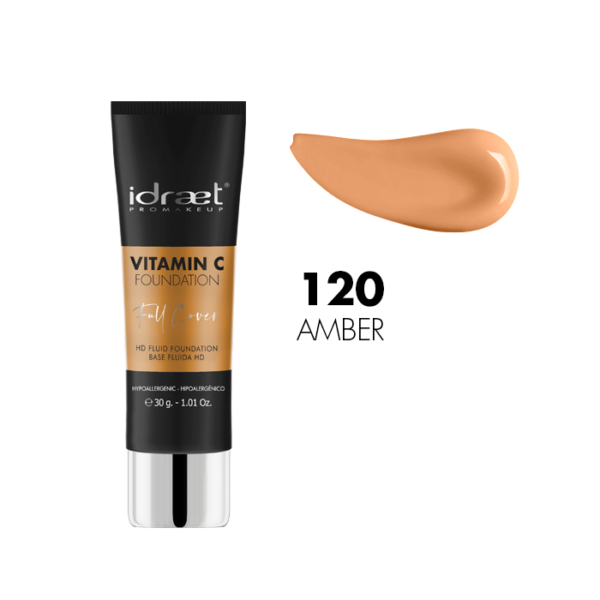 VITAMIN C FOUNDATION FULL COVERAGE HD - Base fluida HD - Cobertura muy alta - Tono CF120 Amber x 30 gr.80%OFF  V10/24