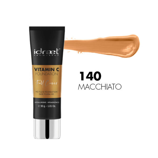 VITAMIN C FOUNDATION FULL COVERAGE HD - Base fluida HD - Cobertura muy alta - Tono CF140 Macchiato x 30 g 80%OFF  V10/24.