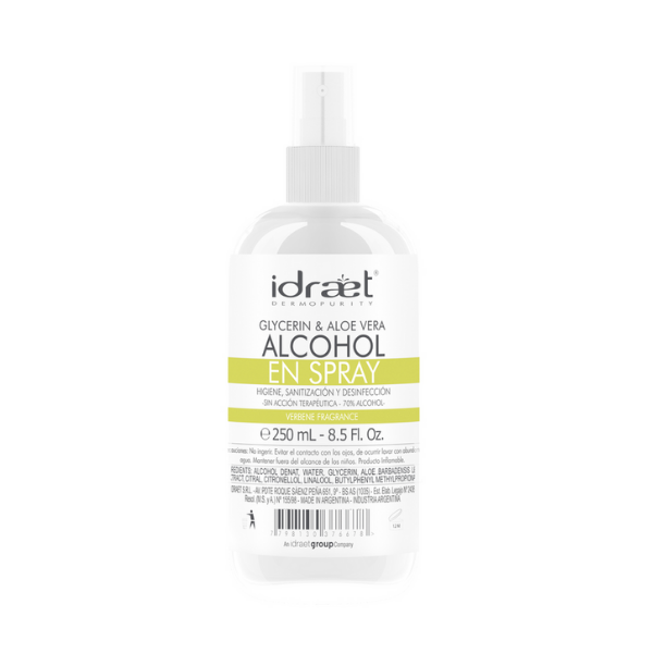 ALCOHOL EN SPRAY - Glicerina y Aloe Vera - Fragancia Verbena x 250 ml.