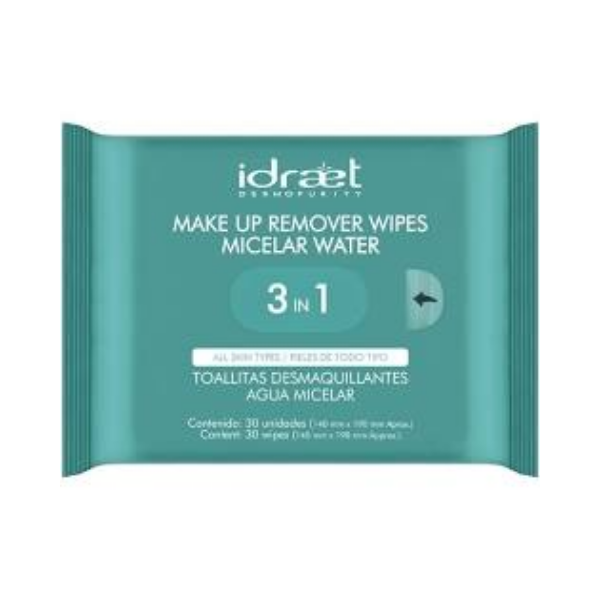 MAKE UP REMOVER WIPES - Toallitas desmaquillantes de agua micelar x 30 u.