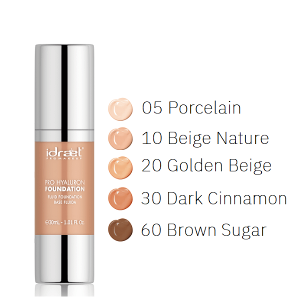 PRO HYALURON FOUNDATION HD - Cobertura alta - Tono 05 Porcelain x 30 ml.