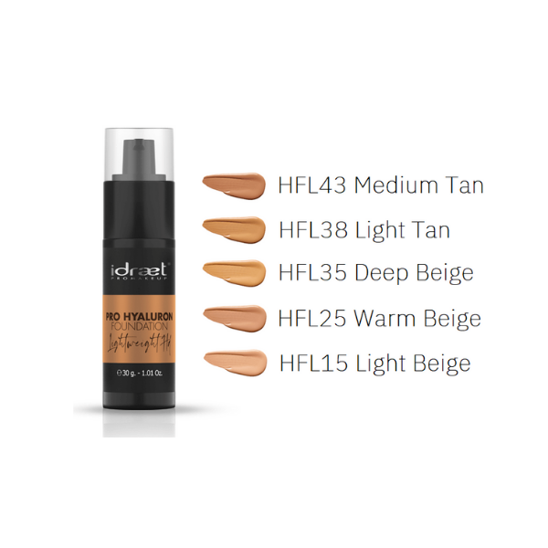 PRO HYALURON FOUNDATION LIGHTWEIGHT HD - Base fluida HD - Cobertura media - Tono HFL25 Warm Beige x 30 grs.