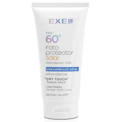 Fotoprotector solar fluido FPS 60. UVA + UVB + Luz azul - Toque seco - Blanco 50ml